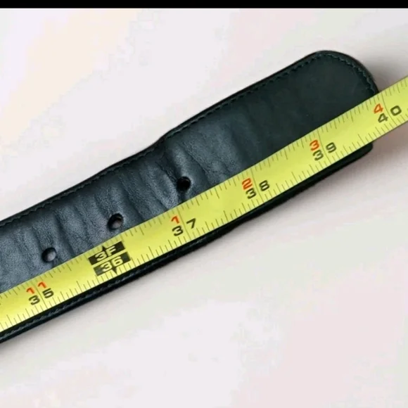 Vintage Coach Womens Leather Belt Rounded Metal Buckle Black & Tan Made In USA - Picture 2 of 9